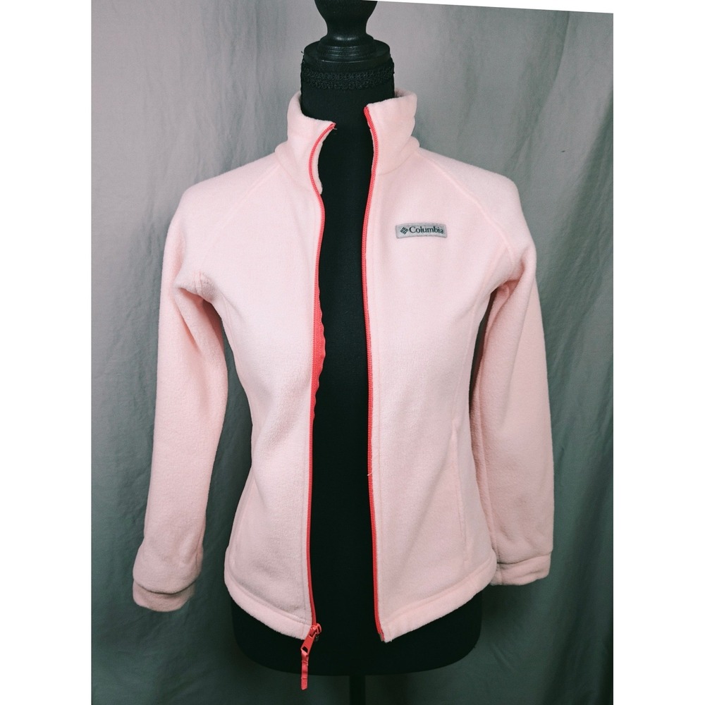 Columbia Kids Fleece Jacket Peach Pink Full Zip Mock Neck XG6002 Size M 10/12